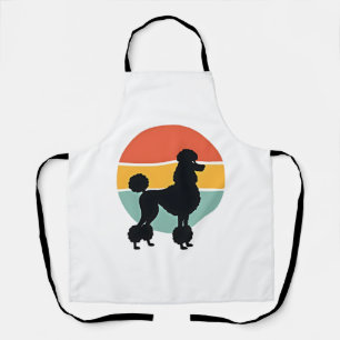 Vintage Poodle Sunset Retro Dog Silhouette Circle Apron