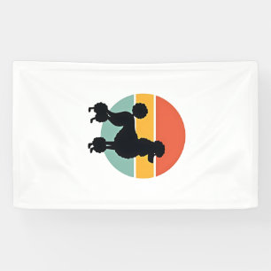 Vintage Poodle Sunset Retro Dog Silhouette Circle  Banner