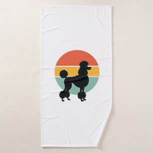 Vintage Poodle Sunset Retro Dog Silhouette Circle  Bath Towel