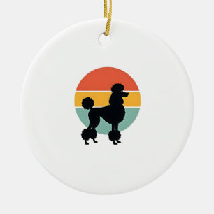 Vintage Poodle Sunset Retro Dog Silhouette Circle  Ceramic Tree Decoration