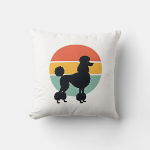 Vintage Poodle Sunset Retro Dog Silhouette Circle Cushion