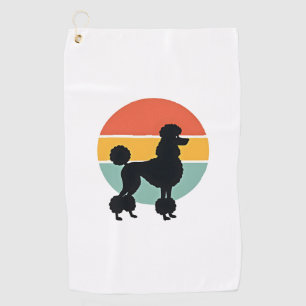 Vintage Poodle Sunset Retro Dog Silhouette Circle Golf Towel