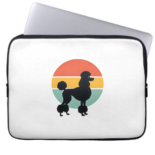Vintage Poodle Sunset Retro Dog Silhouette Circle Laptop Sleeve