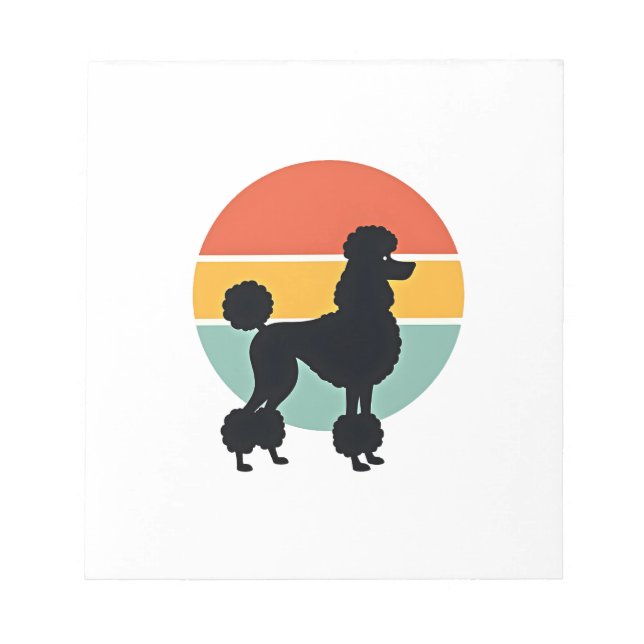 Vintage Poodle Sunset Retro Dog Silhouette Circle  Notepad (Front)