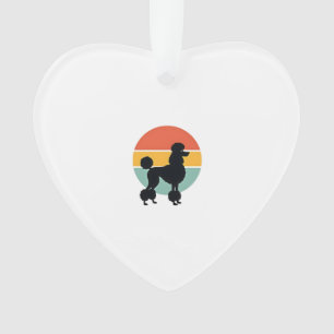Vintage Poodle Sunset Retro Dog Silhouette Circle  Ornament