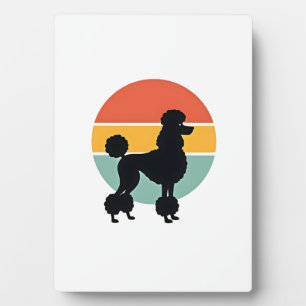 Vintage Poodle Sunset Retro Dog Silhouette Circle Plaque