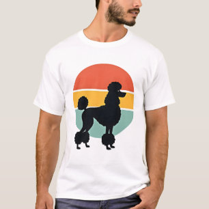 Vintage Poodle Sunset Retro Dog Silhouette Circle  T-Shirt