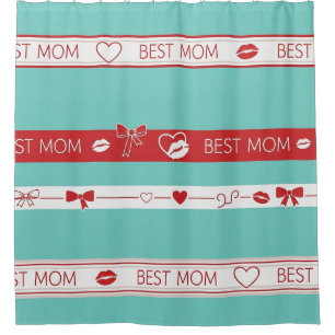Vintage Pop Art Best Mum Love Pattern Shower Curtain