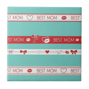 Vintage Pop Art Best Mum Love Pattern Tile