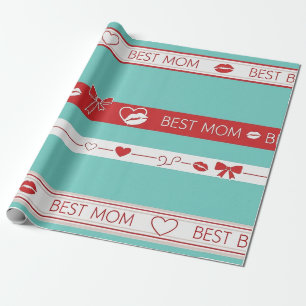 Vintage Pop Art Best Mum Love Pattern Wrapping Paper
