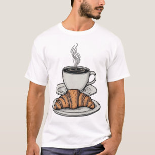 Vintage Pop Art Coffee and Croissant Graphic - Ret T-Shirt