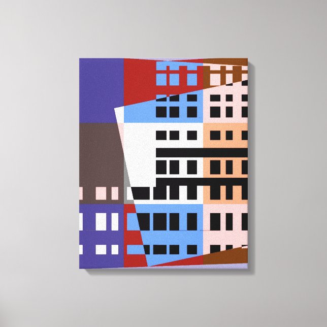 Vintage Pop Art Colourful City Pattern Canvas Print (Front)