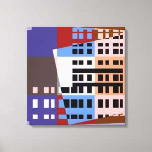 Vintage Pop Art Colourful City Pattern Canvas Print