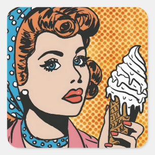 Vintage Pop Art Ice Cream Stickers