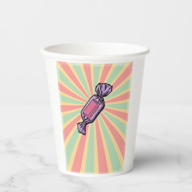 Vintage Pop Art Wrapped Candy Paper Cups (Front)