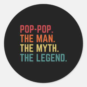 Vintage Pop-pop Man Myth Legend Daddy Grandpa Fath Classic Round Sticker