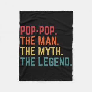 Vintage Pop-pop Man Myth Legend Daddy Grandpa Fath Fleece Blanket