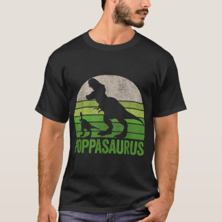 Vintage Poppasaurus Dad Apparel Funny Poppa Two Di T-Shirt