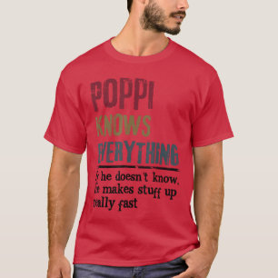 Vintage Poppi Knows Everything Funny Matching Fami T-Shirt