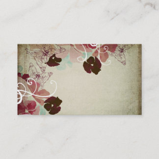Vintage poppies and butterflies business cards