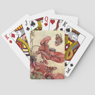 Vintage Poppies and Butterflies Playing Cards
