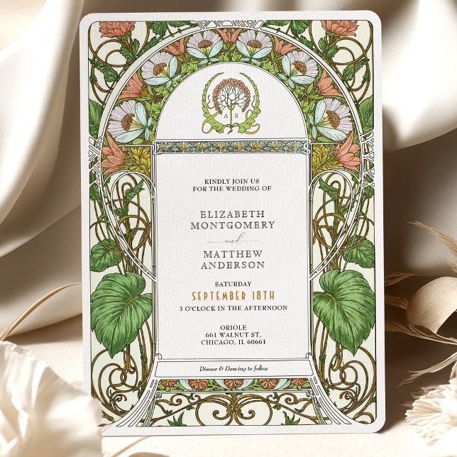 Vintage Poppies Art Nouveau Wedding Invitation (Creator Uploaded)