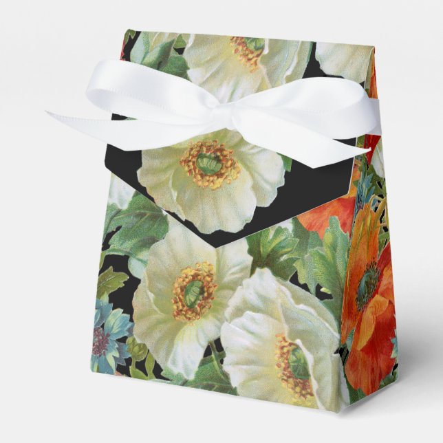 Vintage Poppies Floral Party Favour Box (Front Side)