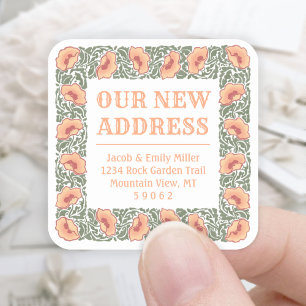 Vintage Poppies Our New Address Envelope Seals