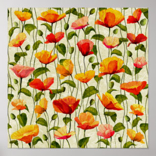 Vintage. Poppies. Poster