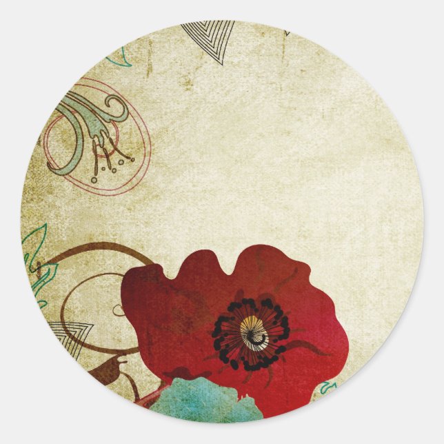 Vintage poppies Sticker (Front)
