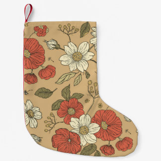 Vintage poppy and daisy flower seamless garden pat small christmas stocking