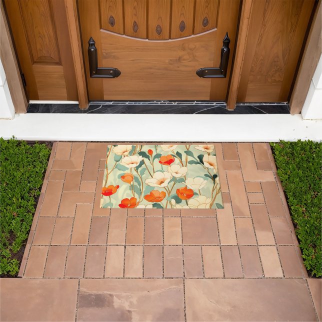 Vintage Poppy Blossom Doormat (Outdoor)