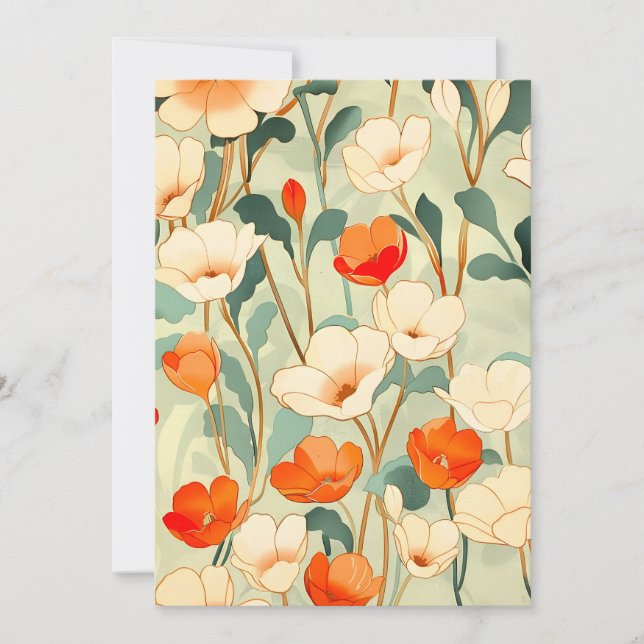 Vintage Poppy Blossom Holiday Card (Front)