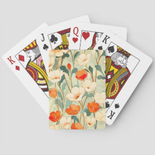 Vintage Poppy Blossom Playing Cards
