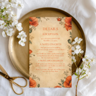 Vintage Poppy Botanical Enclosure Card