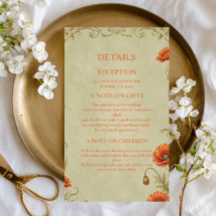 Vintage Poppy Botanical Enclosure Card