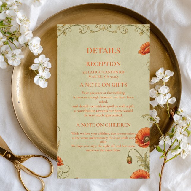 Vintage Poppy Botanical Enclosure Card (Creator Uploaded)