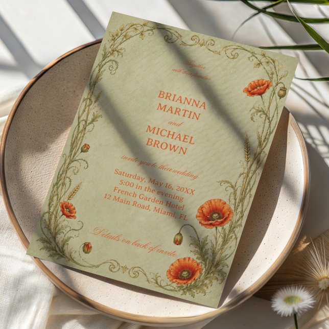 Vintage Poppy Botanical Invitation (Creator Uploaded)