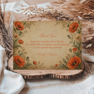 Vintage Poppy Botanical Thank You Card