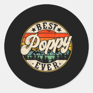 Vintage Poppy Ever Fathers Day Grandpa Men Classic Round Sticker