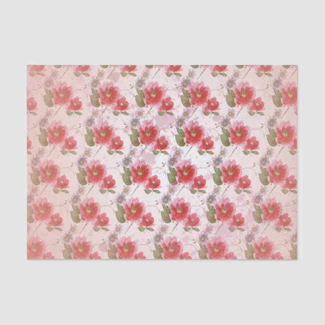 Vintage Poppy floral Tissue Paper (Front)
