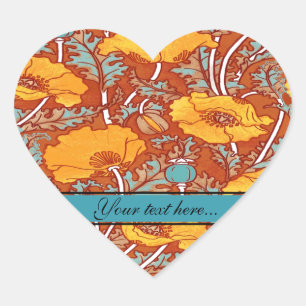 Vintage Poppy ~  Heart Sticker