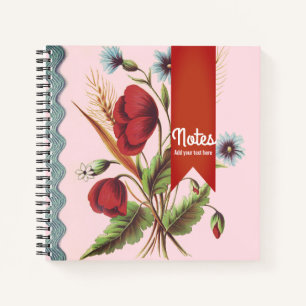 Vintage Poppy Red Notebook