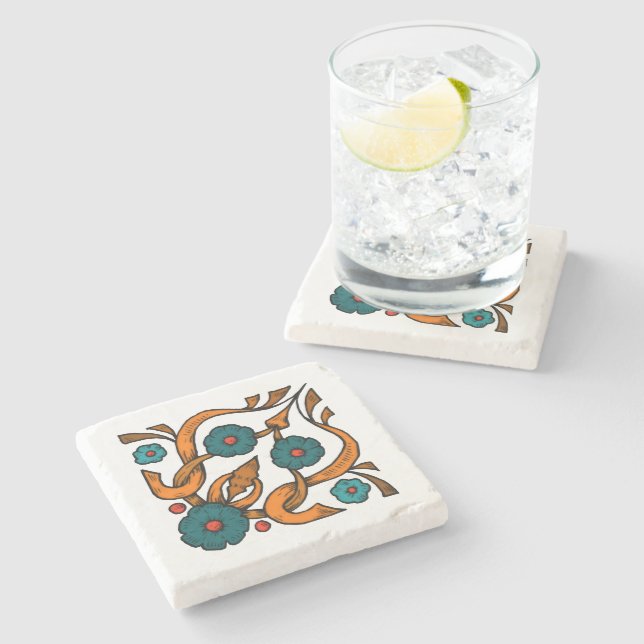 Vintage Poppy Stone Coaster (Side)