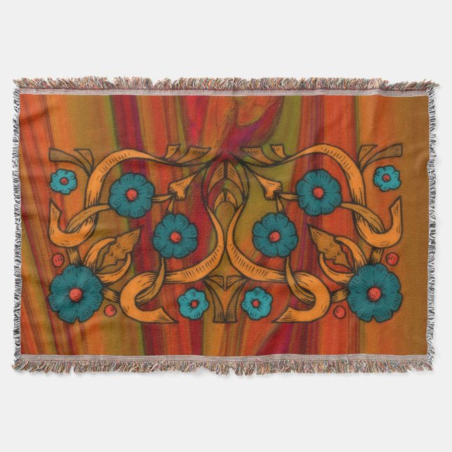 Vintage Poppy Throw Blanket (Front)