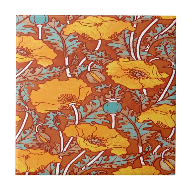 Vintage Poppy Tile (Front)