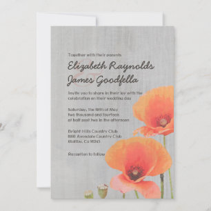 Vintage Poppy Wedding Invitations