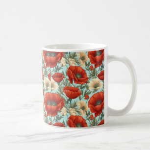 Vintage Poppy & Wildflower Ceramic Mug