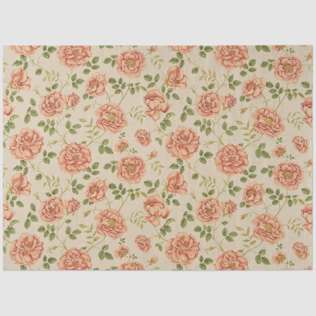 Vintage Popular Floral Rose Tissue Paper (Front)