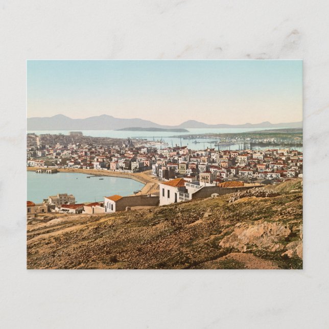 Vintage Port of Piraeus Greece Postcard (Front)